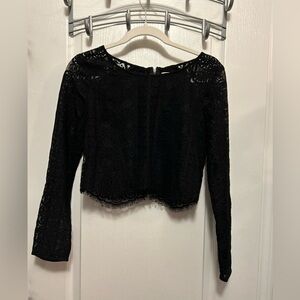 Hollister black lace crop top women’s S sexy blouse boho gothic witchy grunge